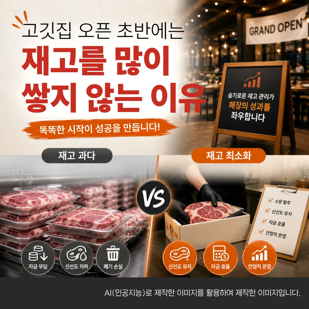 고깃집 오픈 초반 재고 관리 이미지
